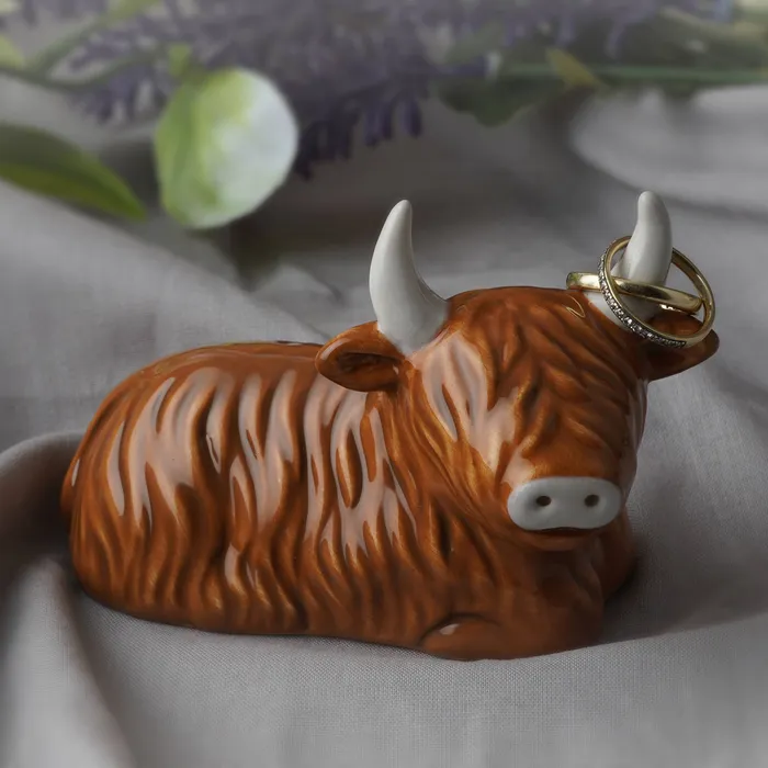 Faire CGB Giftware Highland Cow Ring Holder In Gift Box by Bramble Farm Rings Faire CGB Giftware Highland Cow Ring Holder In Gift Box by Bramble Farm Rings