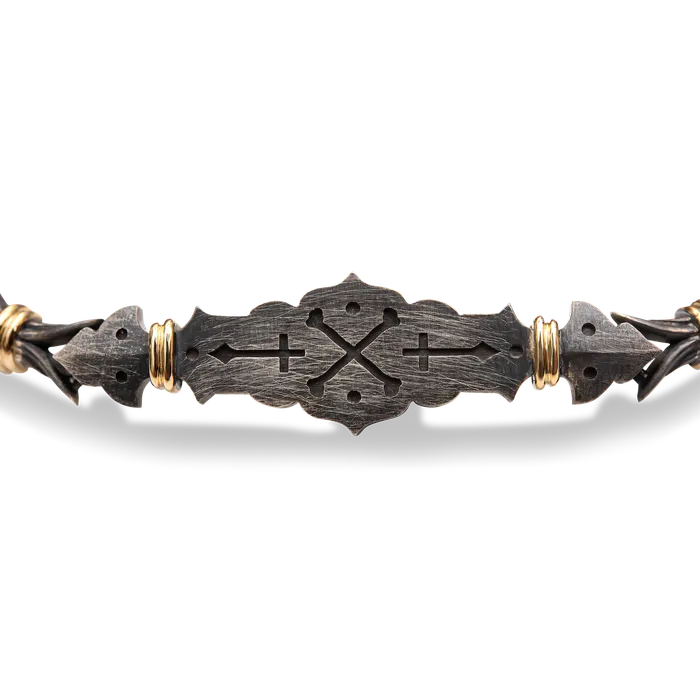 Harlin Jones Bracelets CrossBones Bracelet 14ct yellow Gold Oxidized Silver