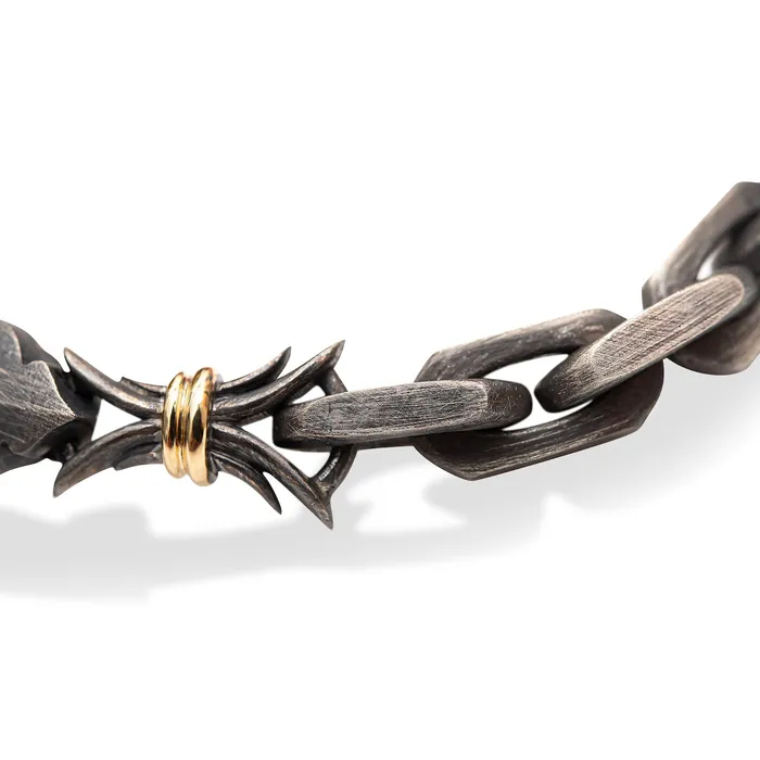 Harlin Jones Bracelets CrossBones Bracelet 14ct yellow Gold Oxidized Silver