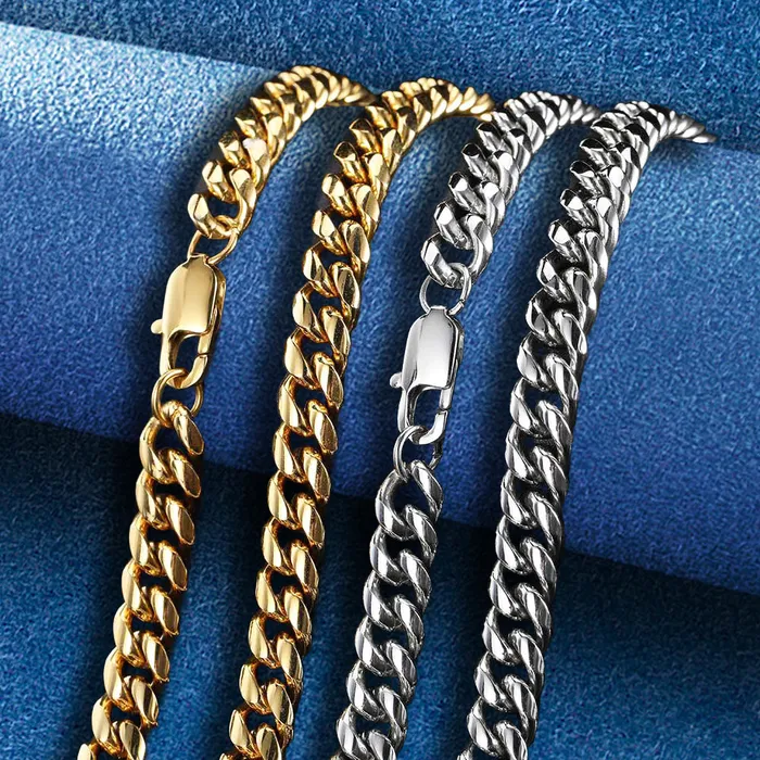 IceZeusShop Bracelets 9mm Stainless Steel Miami Cuban Link Chain