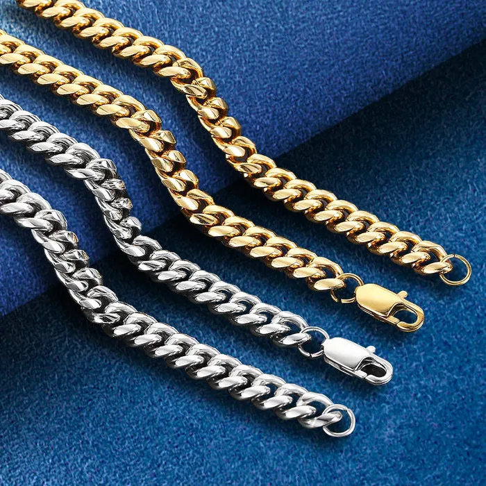 IceZeusShop Bracelets 9mm Stainless Steel Miami Cuban Link Chain