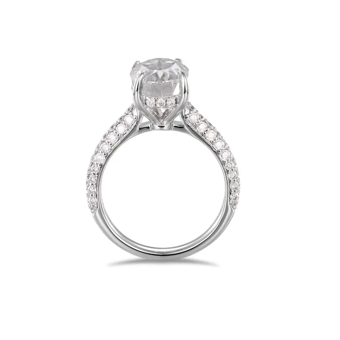 icezeusshop Rings Moissanite Oval Cut Hidden Halo Engagement Ring