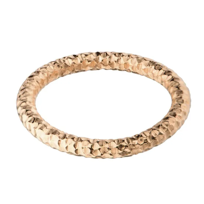 INOX JEWELRY Rings Rose Tone Stainless Steel 25mm Hammered Wedding Band