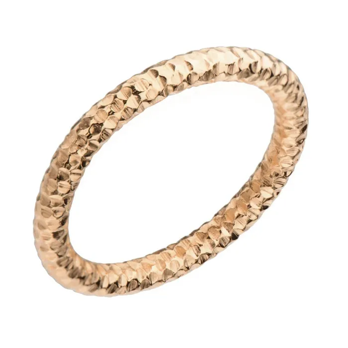 INOX JEWELRY Rings Rose Tone Stainless Steel 25mm Hammered Wedding Band