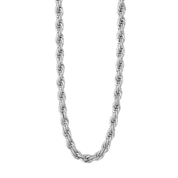 INOX JEWELRY Silver Tone Stainless Steel 5mm French Rope Chain Necklaces