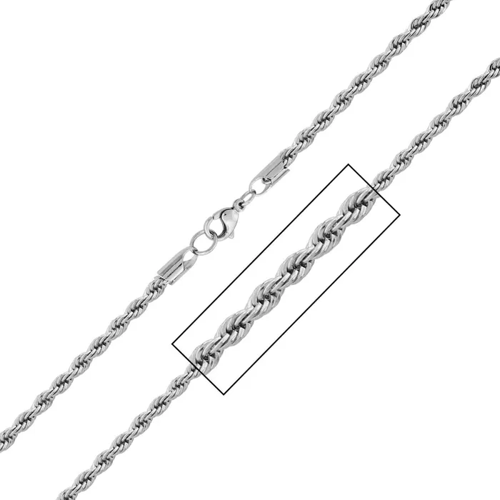 INOX JEWELRY Silver Tone Stainless Steel 5mm French Rope Chain Necklaces