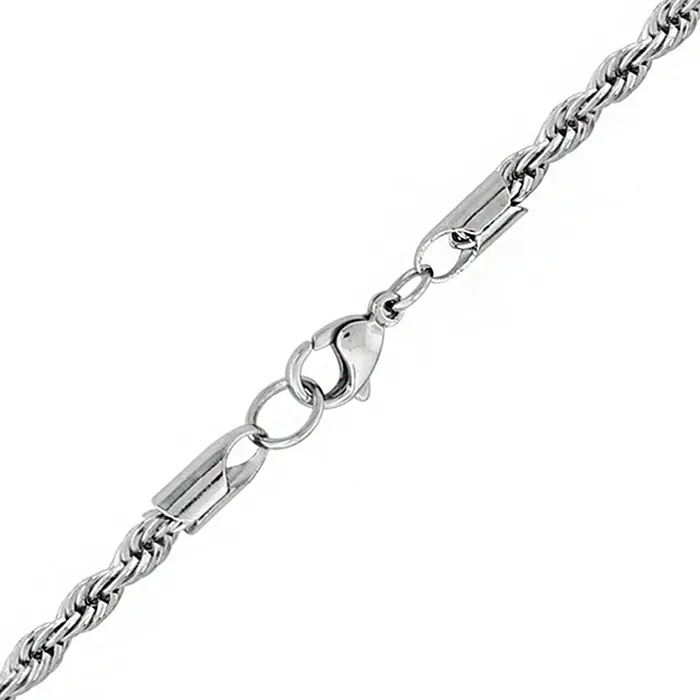 INOX JEWELRY Silver Tone Stainless Steel 5mm French Rope Chain Necklaces