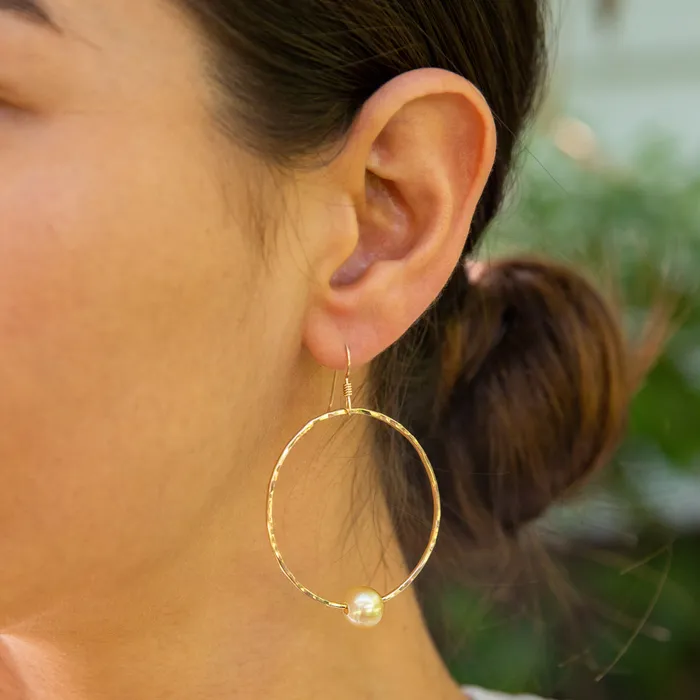 Isla Golden Pearl Hoop Earrings misha hawaii Earrings