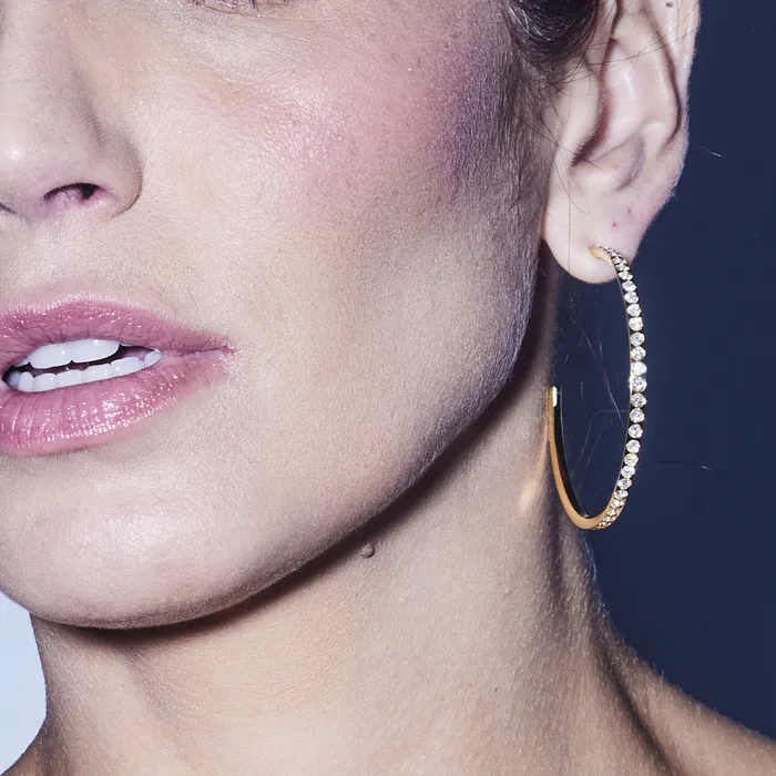 Jack Vartanian Earrings NEW VINTAGE POWER LARGE HOOP EARRING IN 18K YELLOW GOLD WITH DIAMOND