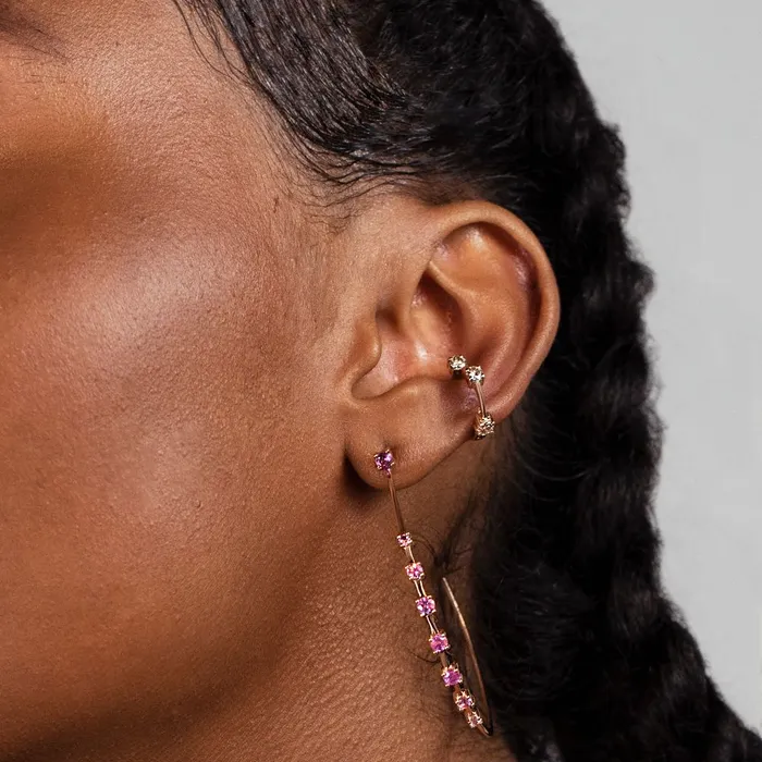 Jack Vartanian Earrings SAPPHIRE EAR CUFF IN 18K ROSE GOLD WITH DIAMOND