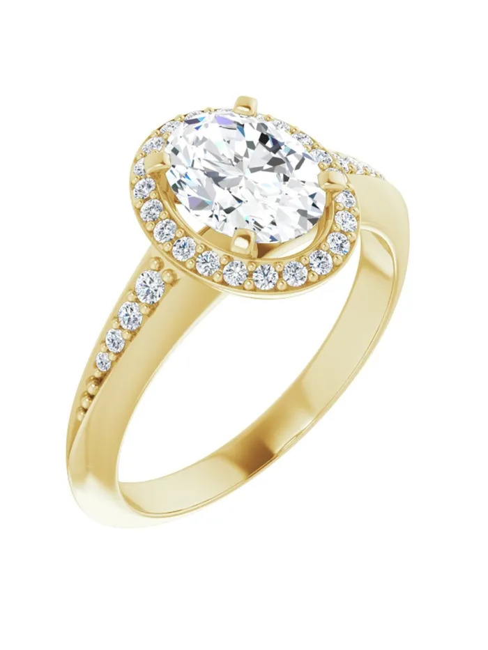 Knife Edge HaloStyle Engagement Ring 16 ct tw acredo USA Rings