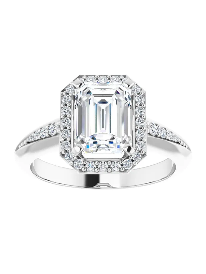 Knife Edge HaloStyle Engagement Ring 16 ct tw acredo USA Rings