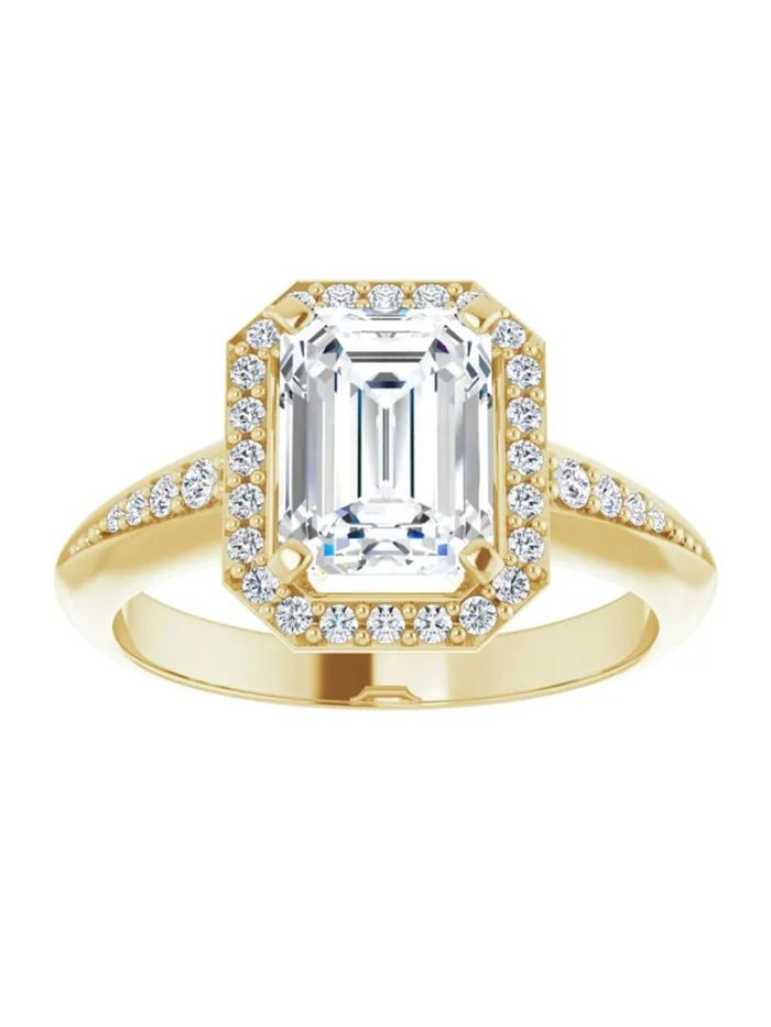 Knife Edge HaloStyle Engagement Ring 16 ct tw acredo USA Rings