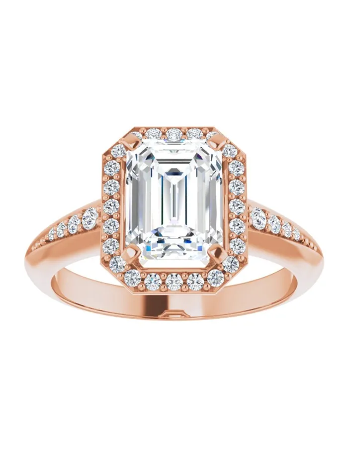 Knife Edge HaloStyle Engagement Ring 16 ct tw acredo USA Rings