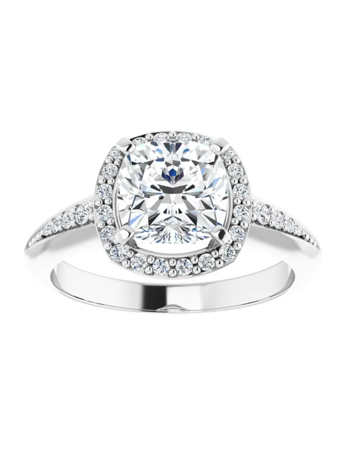 Knife Edge HaloStyle Engagement Ring 16 ct tw acredo USA Rings