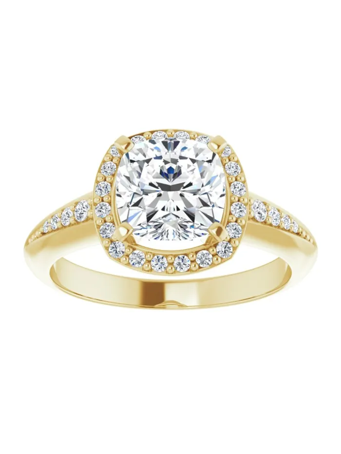 Knife Edge HaloStyle Engagement Ring 16 ct tw acredo USA Rings