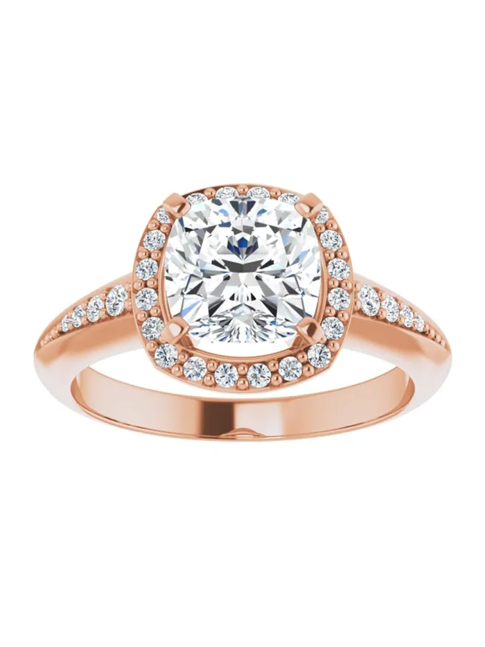 Knife Edge HaloStyle Engagement Ring 16 ct tw acredo USA Rings