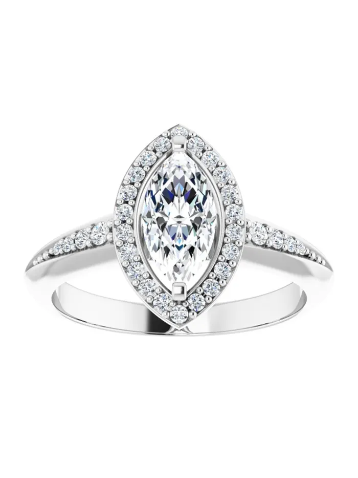 Knife Edge HaloStyle Engagement Ring 16 ct tw acredo USA Rings