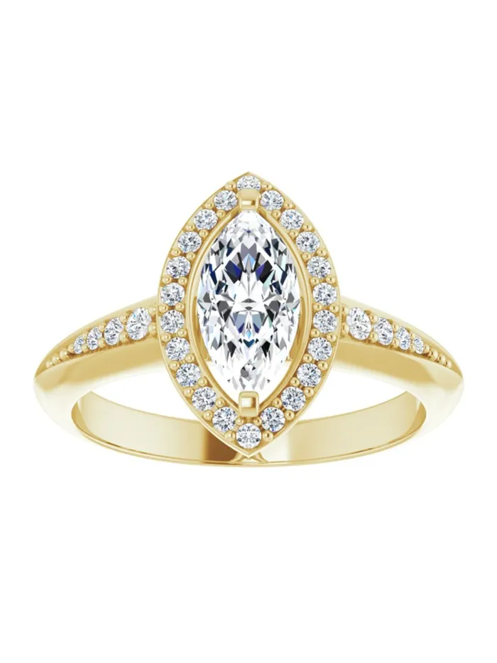 Knife Edge HaloStyle Engagement Ring 16 ct tw acredo USA Rings