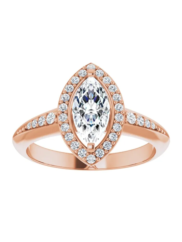 Knife Edge HaloStyle Engagement Ring 16 ct tw acredo USA Rings