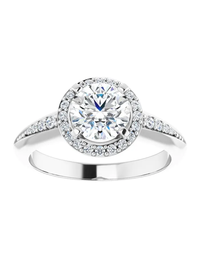 Knife Edge HaloStyle Engagement Ring 16 ct tw acredo USA Rings
