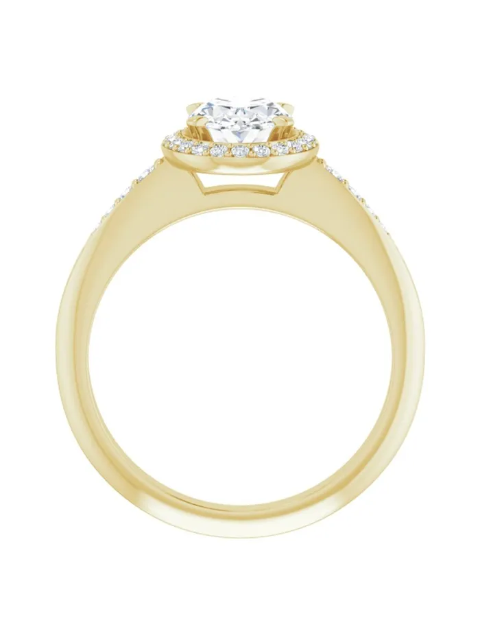 Knife Edge HaloStyle Engagement Ring 16 ct tw acredo USA Rings