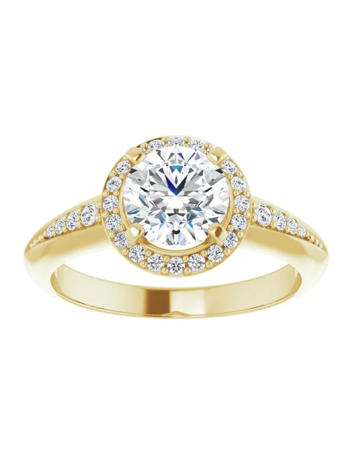 Knife Edge HaloStyle Engagement Ring 16 ct tw acredo USA Rings