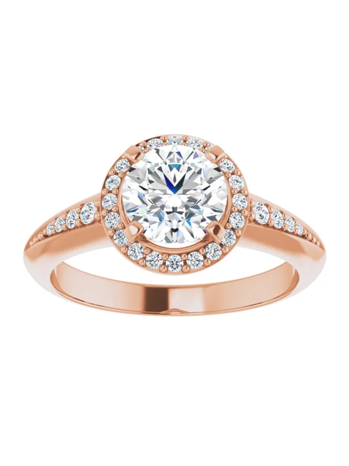 Knife Edge HaloStyle Engagement Ring 16 ct tw acredo USA Rings