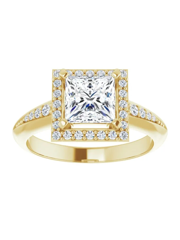Knife Edge HaloStyle Engagement Ring 16 ct tw acredo USA Rings
