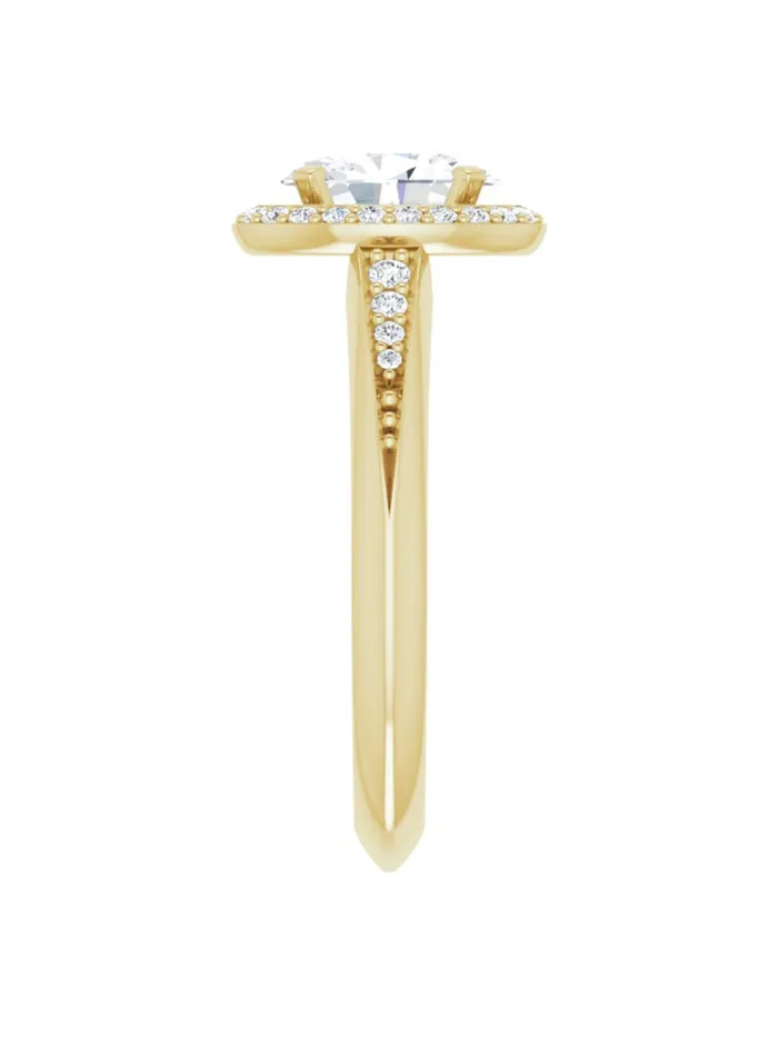 Knife Edge HaloStyle Engagement Ring 16 ct tw acredo USA Rings