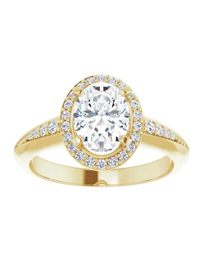 Knife Edge HaloStyle Engagement Ring 16 ct tw acredo USA Rings