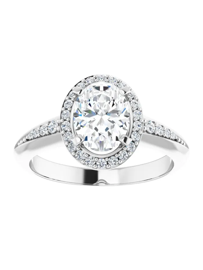 Knife Edge HaloStyle Engagement Ring 16 ct tw acredo USA Rings