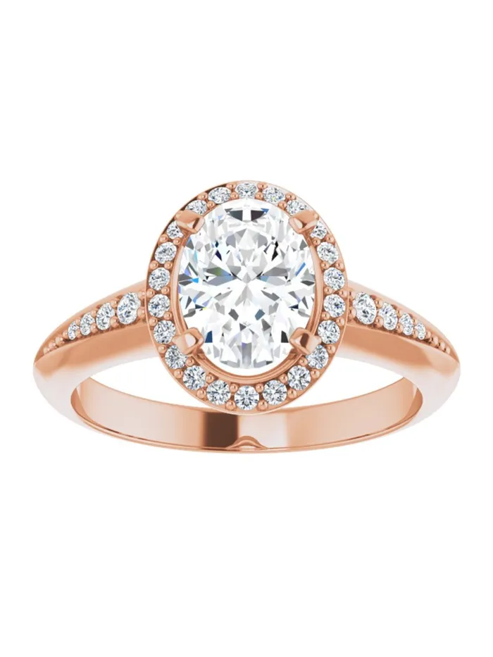 Knife Edge HaloStyle Engagement Ring 16 ct tw acredo USA Rings