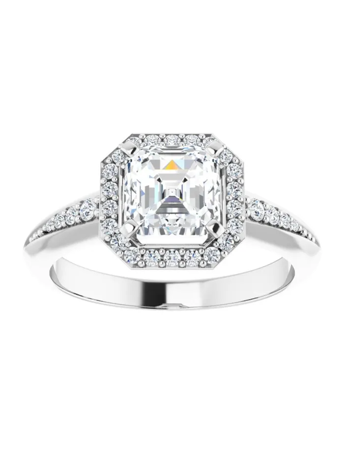 Knife Edge HaloStyle Engagement Ring 16 ct tw acredo USA Rings