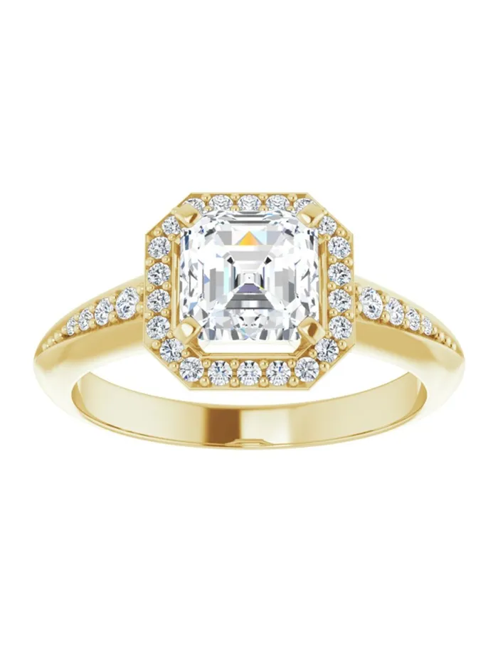 Knife Edge HaloStyle Engagement Ring 16 ct tw acredo USA Rings