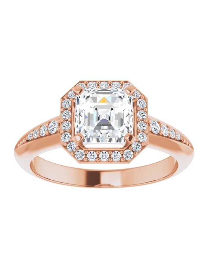 Knife Edge HaloStyle Engagement Ring 16 ct tw acredo USA Rings
