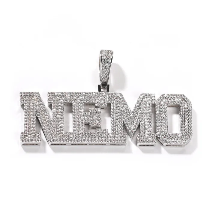 Necklaces icezeusshop Custom Name Iced Out Varsity Font Letter Pendant For Gift