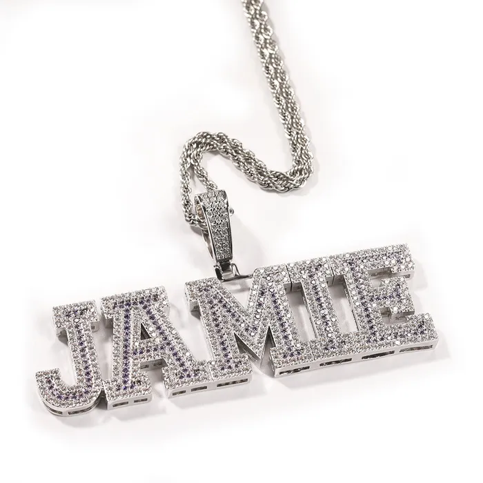 Necklaces icezeusshop Custom Name Iced Out Varsity Font Letter Pendant For Gift