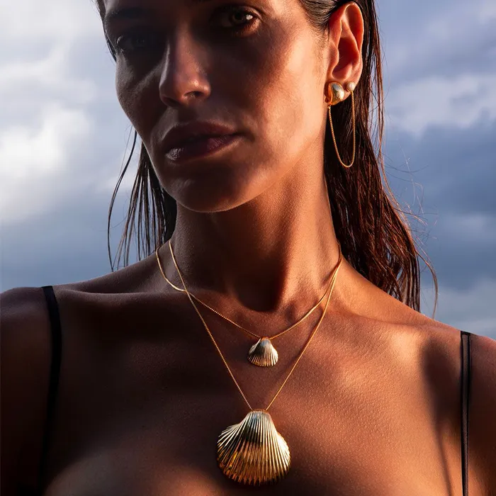 Necklaces MARE SMALL SHELL NECKLACE IN 18K YELLOW GOLD PLATED SILVER Jack Vartanian