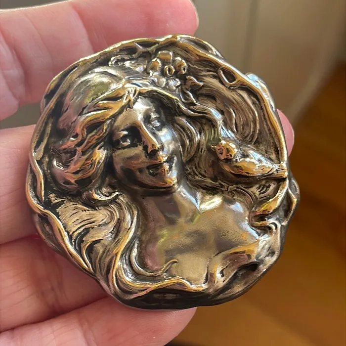 Necklaces Nouveau Goddess with Bird Pendant Sterling Silver Vintage Vintage Paris Jewelry