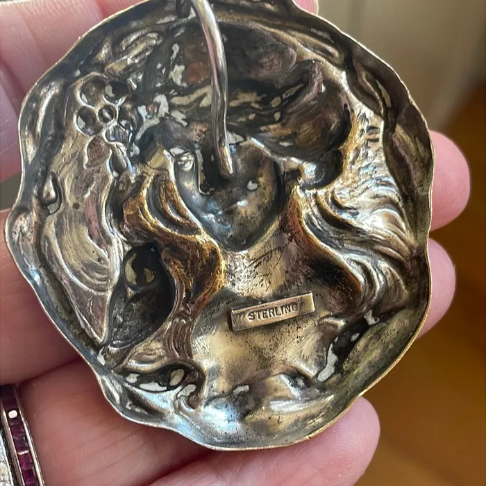 Necklaces Nouveau Goddess with Bird Pendant Sterling Silver Vintage Vintage Paris Jewelry