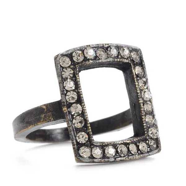 Open Crystal Rectangle Ring Rebel Designs Inc Rings