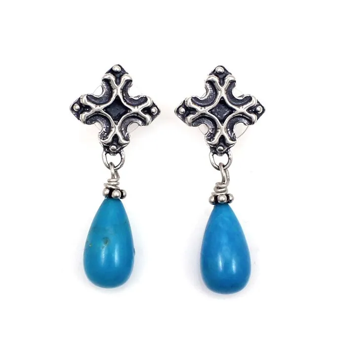 Pam Springall Earrings Nakozari Turquoise and Cross Stud Earrings