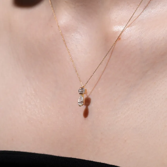 PRMAL Necklaces Emerald Pear Duo Necklace PRMAL Necklaces Emerald Pear Duo Necklace
