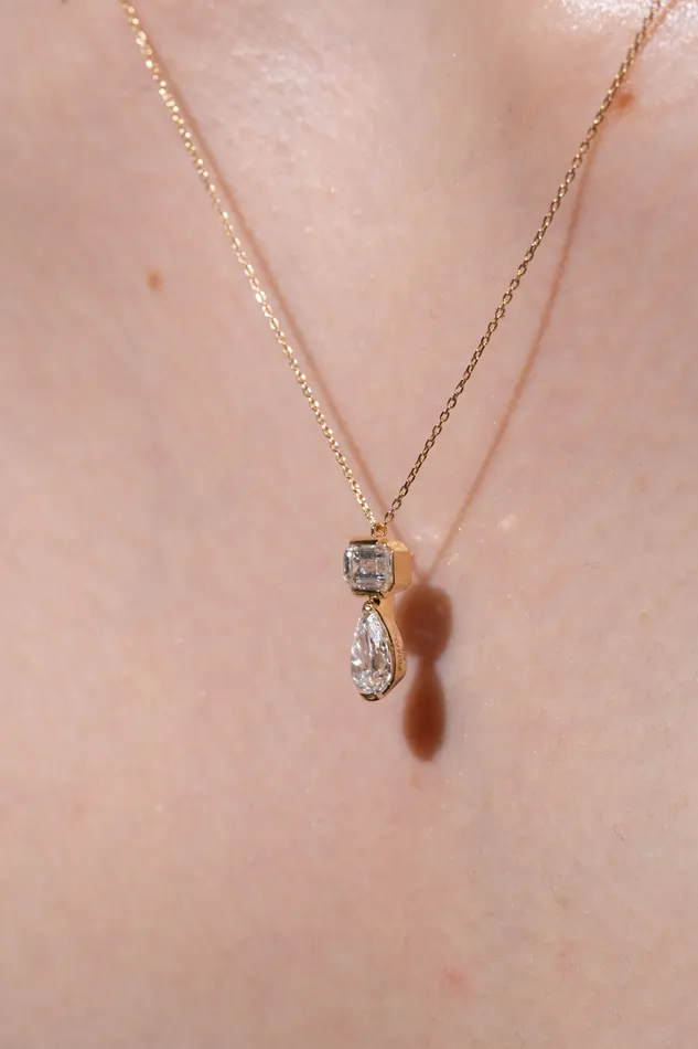 PRMAL Necklaces Emerald Pear Duo Necklace PRMAL Necklaces Emerald Pear Duo Necklace