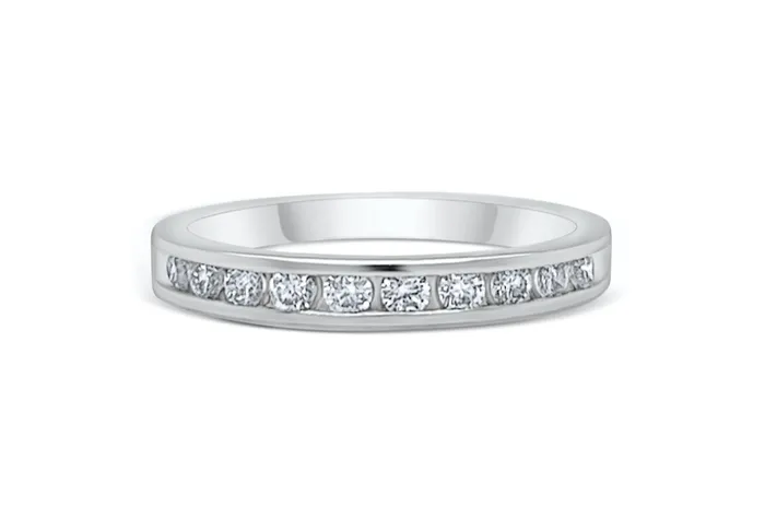Ring 14kt White Gold Half Diamond Band 025 carats Albert Hern Rings