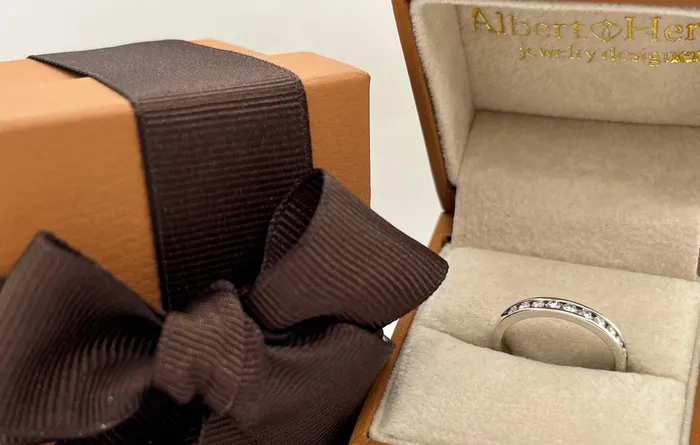 Ring 14kt White Gold Half Diamond Band 025 carats Albert Hern Rings