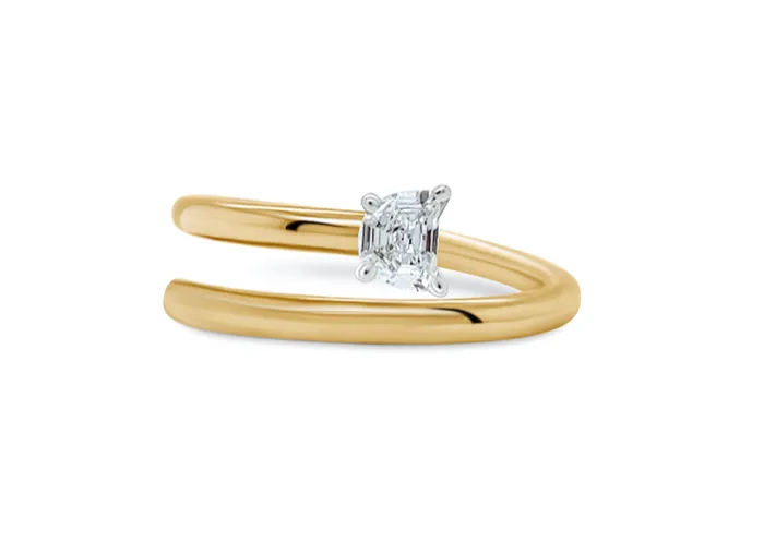 Ring 18kt Gold Spring Moon Shape Diamond 024 cts Albert Hern Rings