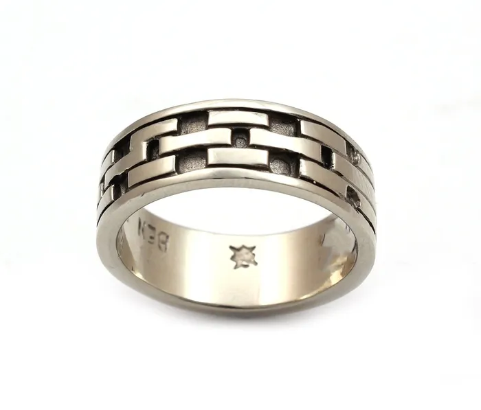 Rings Ben Nighthorse Brick Wedding Band Gold