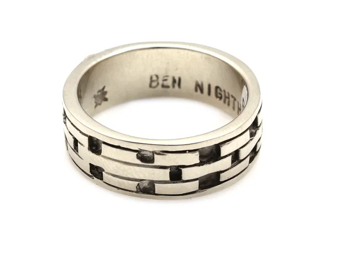 Rings Ben Nighthorse Brick Wedding Band Gold